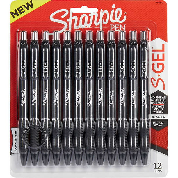 S-Gel Gel Pens 0.5mm Fine Point 1 Black Ink Gel Pen 12 Count